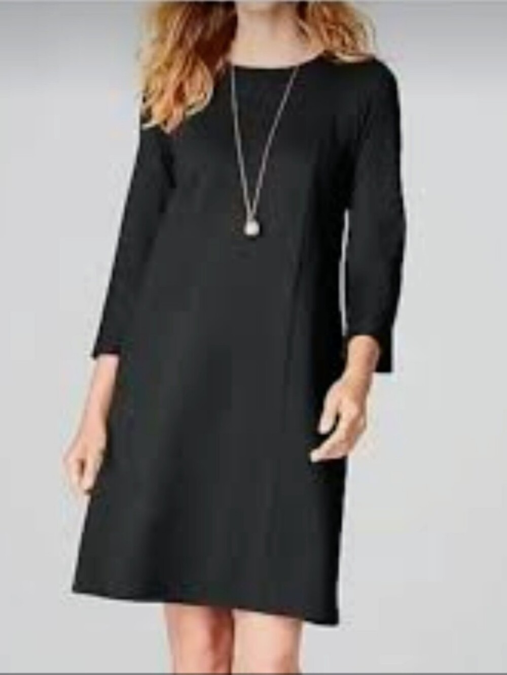 J Jill Ponte Shift Black Dress Pockets Sz Med